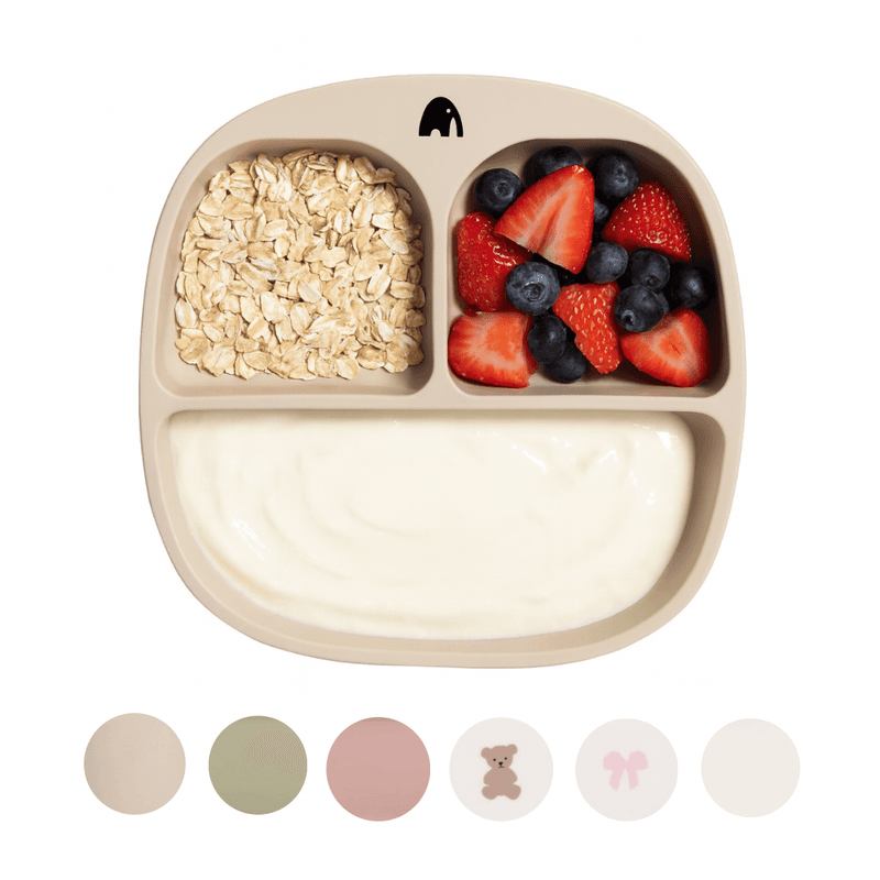 Tallerken for barn med inndeling og sugekopp – VELG FARGE